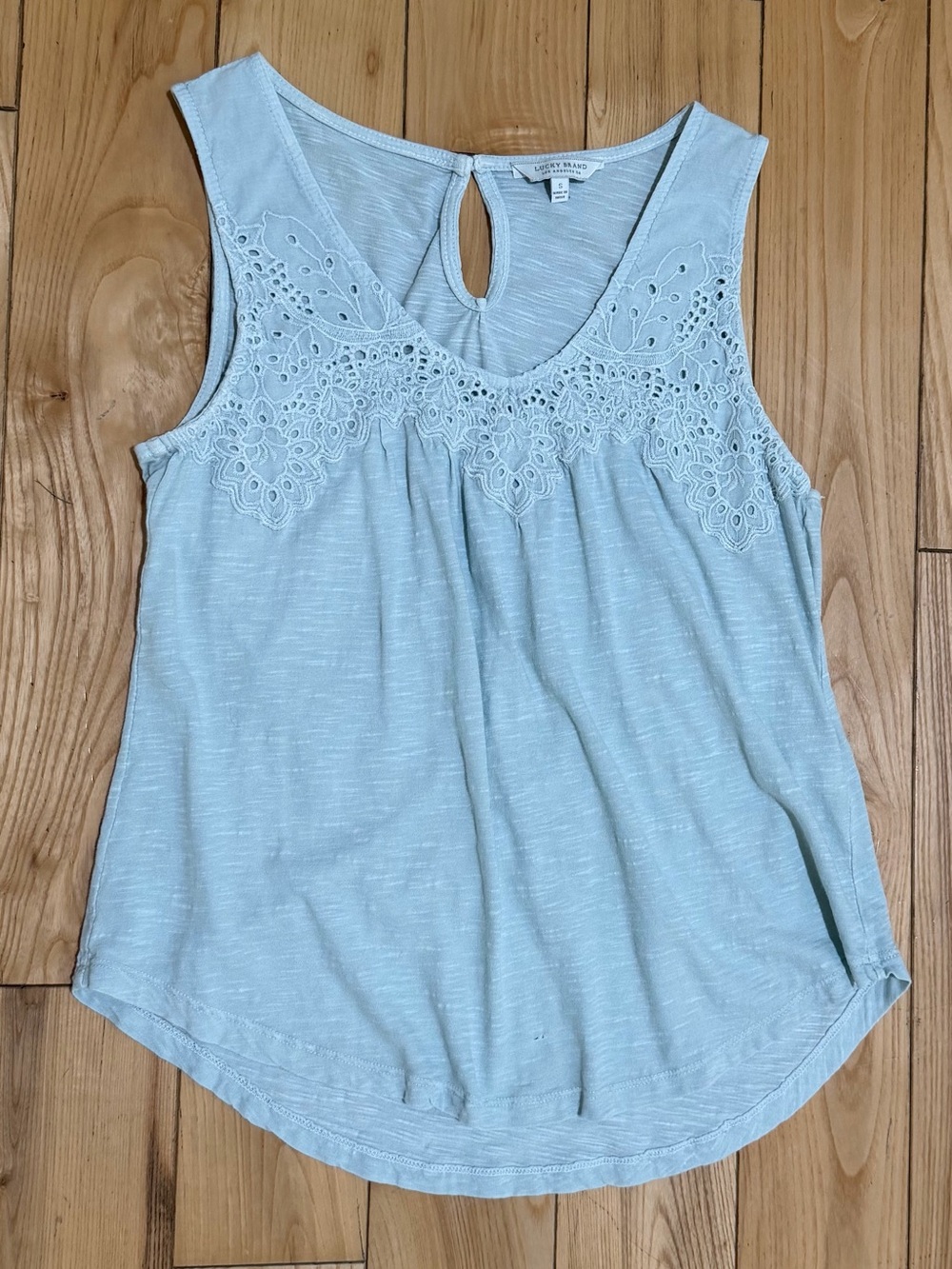 Lucky Brand Light green  Sleeveless Tank with Lace Yoke